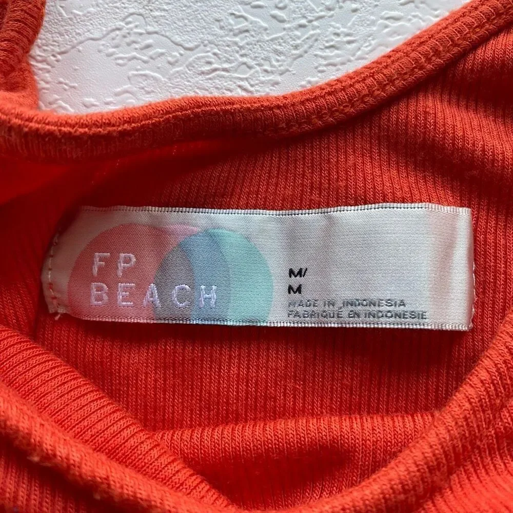 FP Beach Free People Red Tie Strap Swing Tunic Tank Top Medium